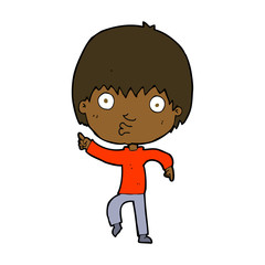 cartoon impressed boy pointing
