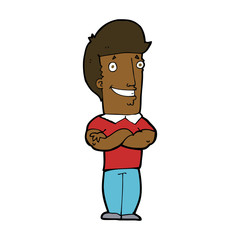 Fototapeta premium cartoon man with folded arms grinning