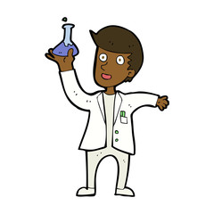 cartoon happy scientist