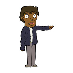 cartoon terrified man pointing