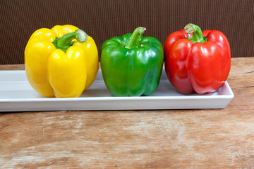 Bell pepper fresh green, red and yellow
