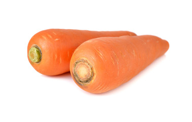 fresh carrots on white background