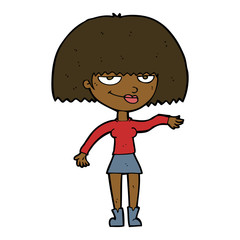 cartoon smug woman making dismissive gesture