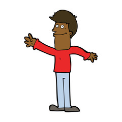 cartoon happy man waving