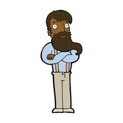 cartoon bearded hipster man