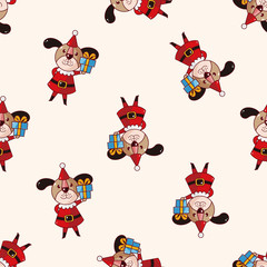 animal cartoon christmas style , cartoon sticker icon