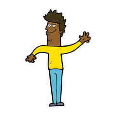 cartoon happy waving man