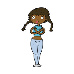 cartoon offended woman covering herself