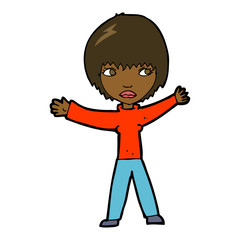 cartoon waving woman