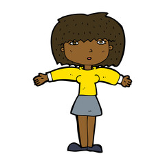 cartoon woman shrugging shoulders