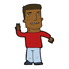 cartoon man giving peace sign