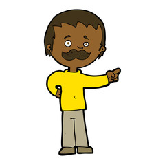 cartoon man with mustache pointing