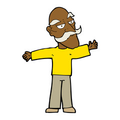 cartoon old man spreading arms wide