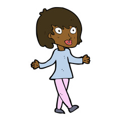 cartoon woman with open arms