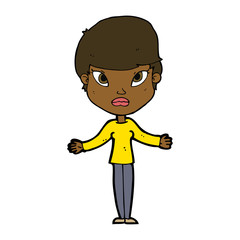 cartoon woman shrugging shoulders