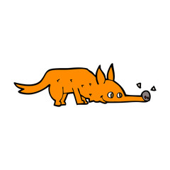 cartoon fox sniffing floor