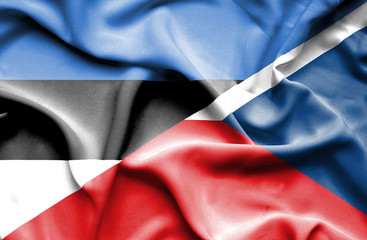 Waving flag of Czech Republic and Estonia