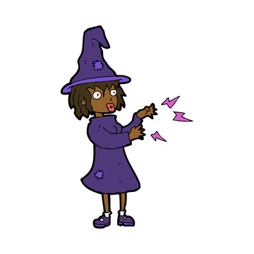 cartoon witch casting spell