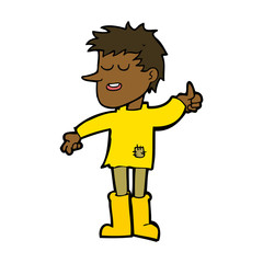 cartoon poor boy with positive attitude