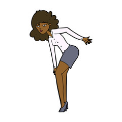 cartoon annoyed woman rubbing knee