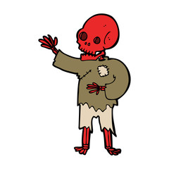cartoon skeleton waving