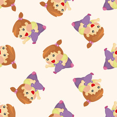 family girl character ,seamless pattern