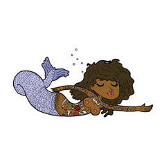 cartoon mermaid with tattoos