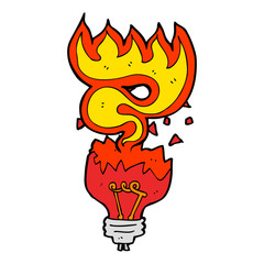 cartoon red light bulb exploding