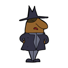 cartoon man in coat and hat