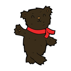 cartoon waving teddy black bear