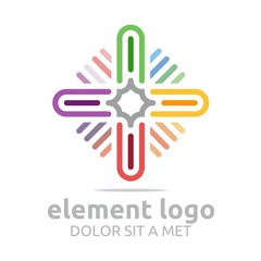 Logo Colorful Elements Lines Plus Design Abstract