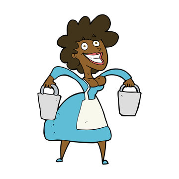 recommend clip art: cartoon milkmaid carrying buckets