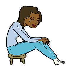 cartoon crying woman