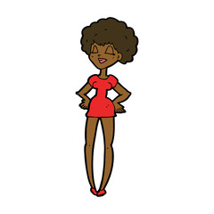 cartoon happy woman with hands on hips