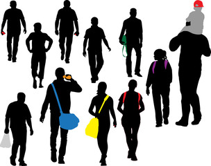people walking vector silhouette