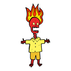 cartoon flaming skeleton