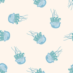 sea animal jellyfish cartoon ,seamless pattern