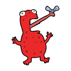 cartoon poisonous frog catching fly