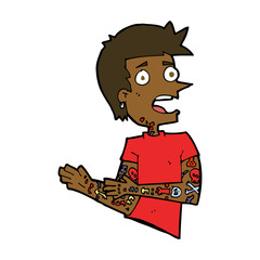 cartoon man with tattoos