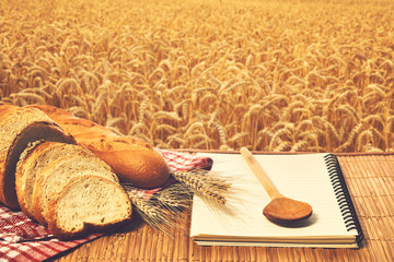 Fototapeta na wymiar Bakery on wheat field