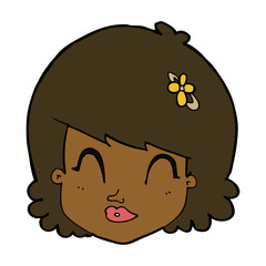 cartoon happy female face