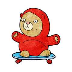cartoon bear on skateboard