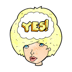 cartoon woman thinking yes