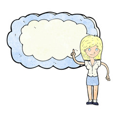 cartoon woman with text space cloud