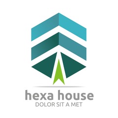 Logo Hexa House Arrow Design Icon Symbol