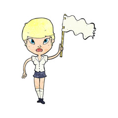 cartoon woman waving white flag