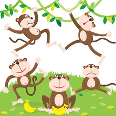 Cartoon monkey set