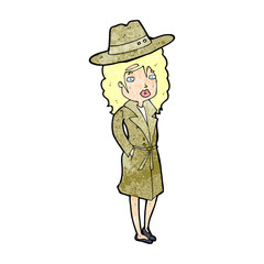Fototapeta premium cartoon woman wearing sensible hat