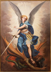 Tel Aviv - paint of archangel Michael from st. Peters church - obrazy, fototapety, plakaty
