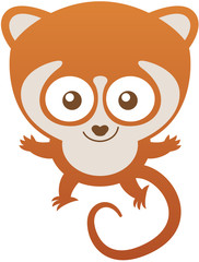 Cute baby lemur opening its arms and smiling mischievously